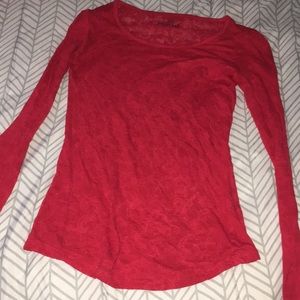 red long velvet long sleeve shirt